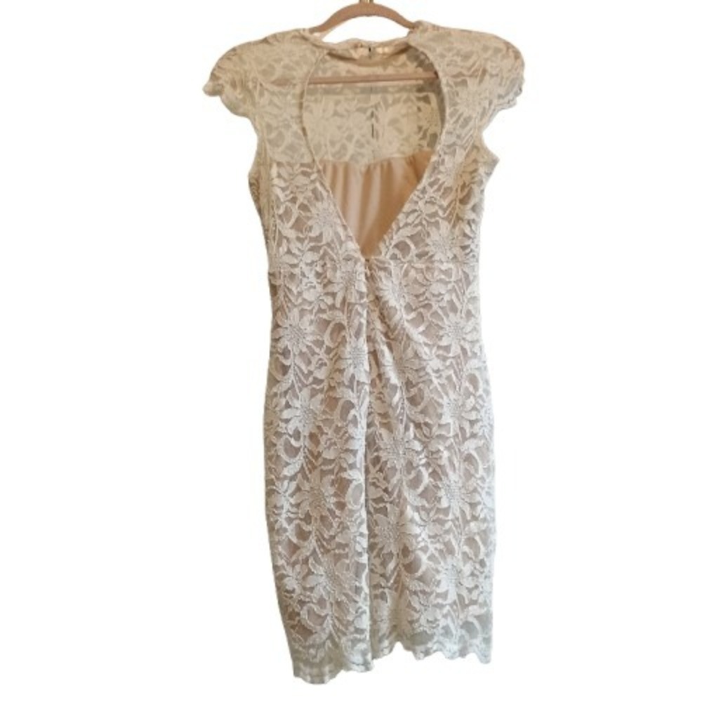 Jump Apparel Ivory Lace Dress XS Open Back Sleeveless Cocktail Party Wedding - Picture 2 of 16